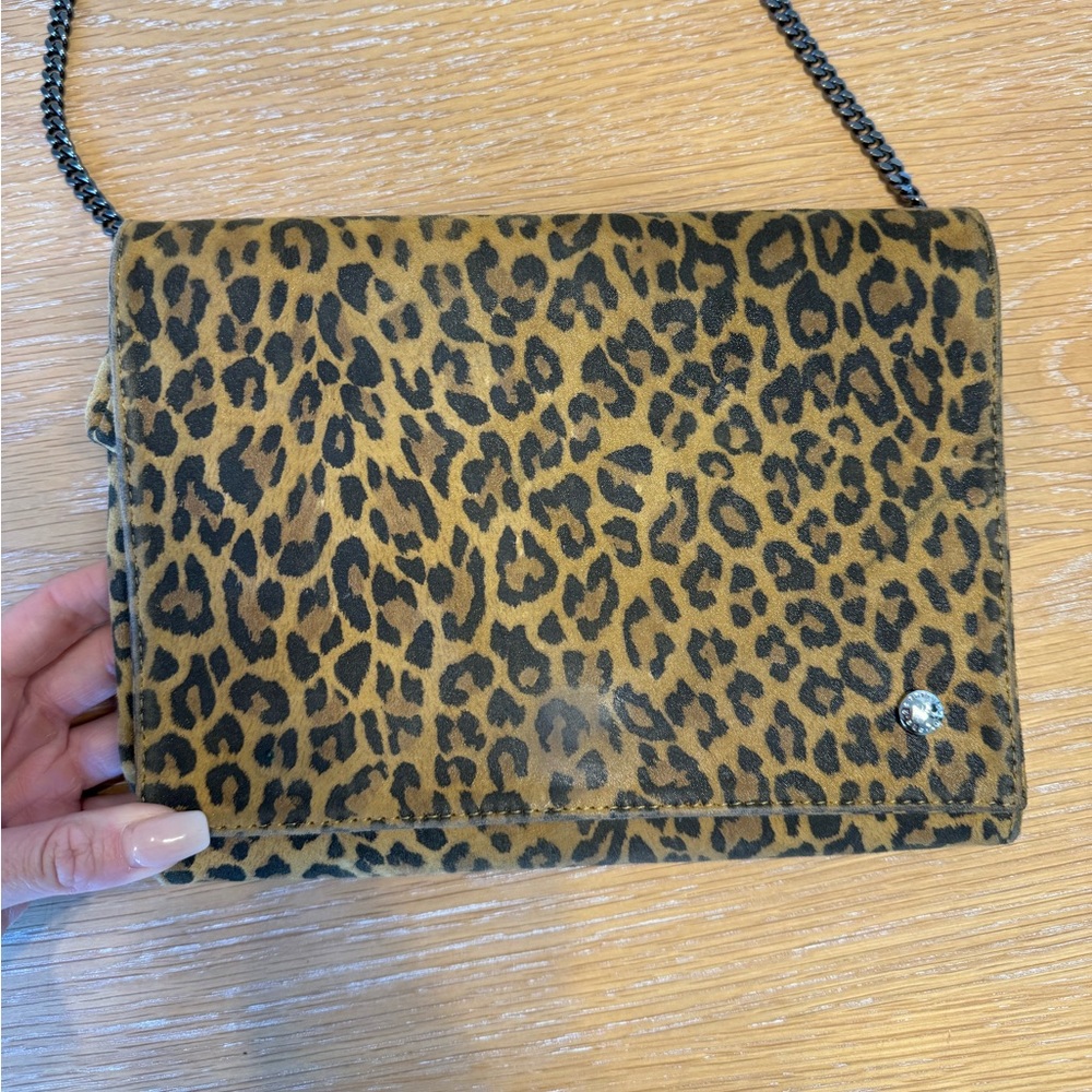 Leopard Oriana Rodriquez crossbody with gunmetal strap